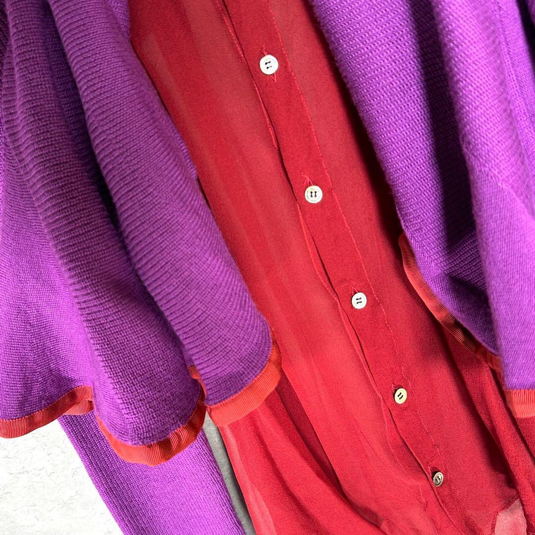 『Sacai』 サカイ (2) ニットドッキング シアーシャツ ブラウス