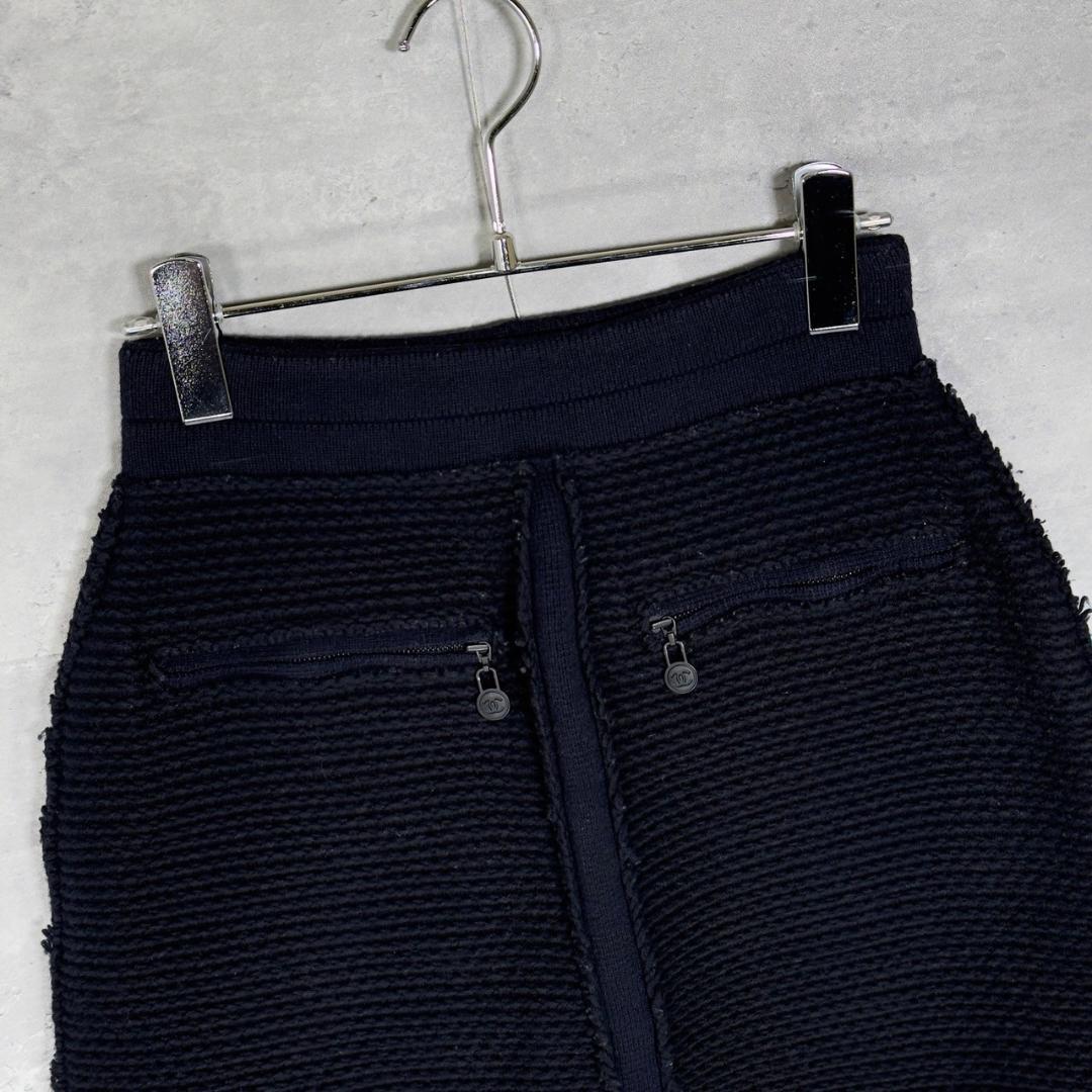 『CHANEL』シャネル (36) ニット切替ミニ丈スカート