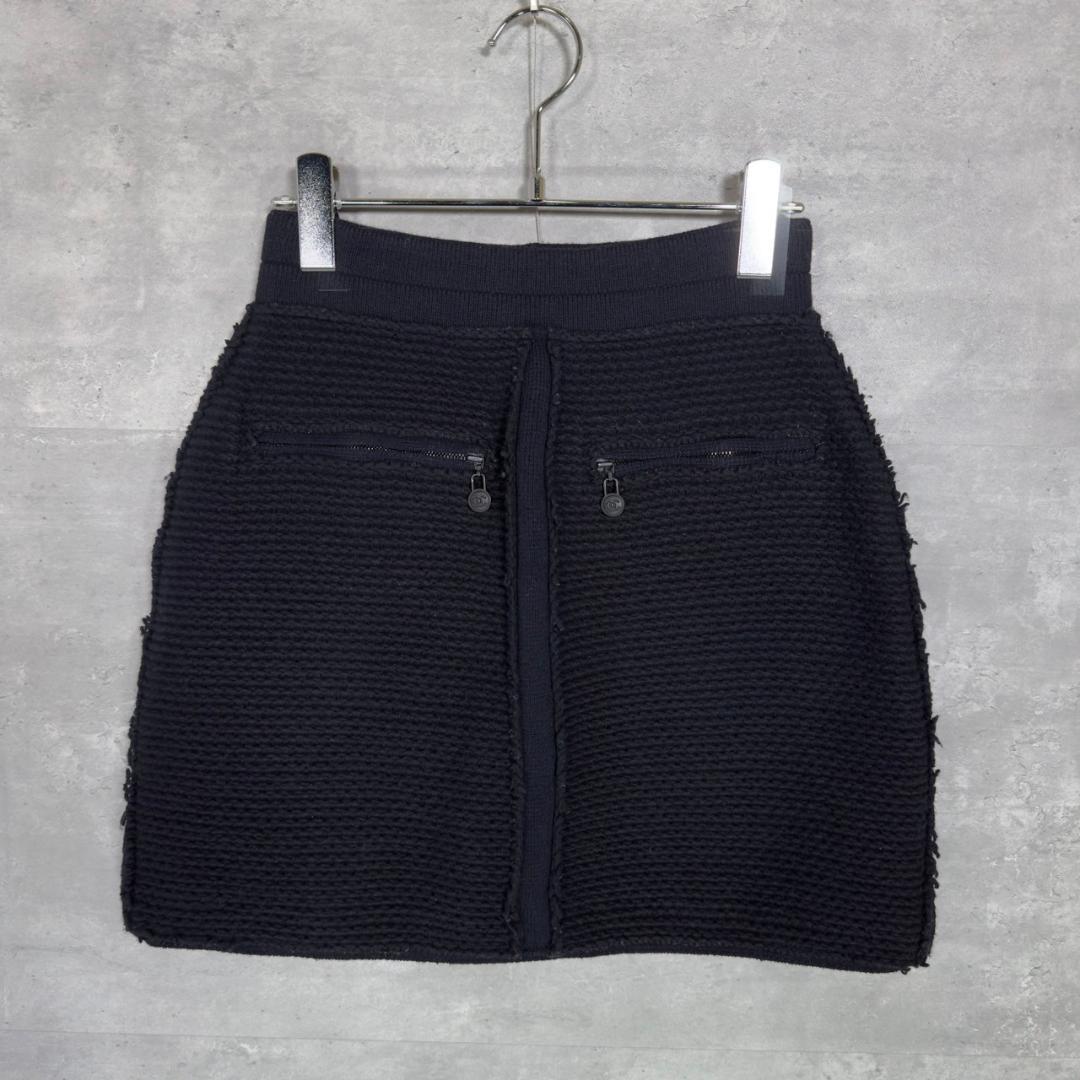 『CHANEL』シャネル (36) ニット切替ミニ丈スカート