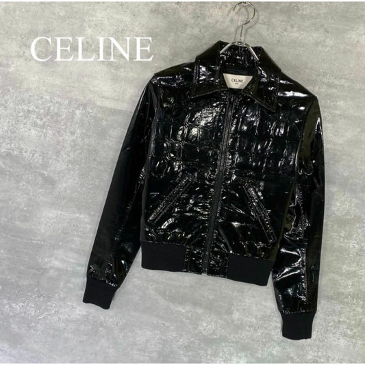 『CELINE』セリーヌ (34) クロコダイルエンボスレザーブルゾン