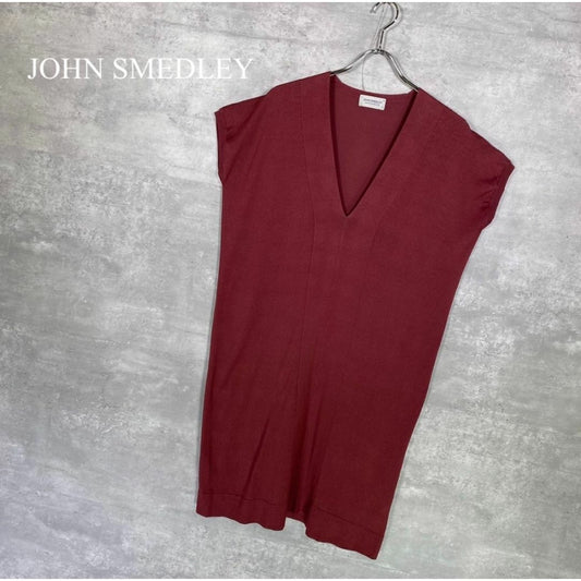 『JOHN SMEDLEY』ジョンスメドレー (S) Vネックニットワンピース