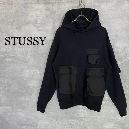 『STUSSY』ステューシー (M) 異素材切替フラップポケットフーディー