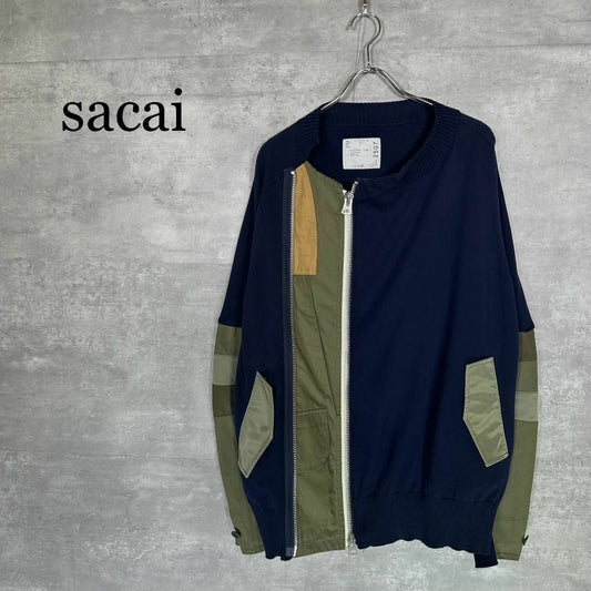 『sacai』サカイ (2) ドッキング ジップ切替 ニットセーター