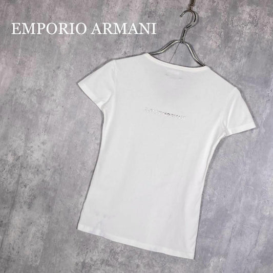 『エンポリオアルマーニ』 (XS) ロゴプリント Vネック Tシャツ