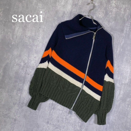 『sacai』サカイ (1) アシンメトリー ダブルジップ ニット