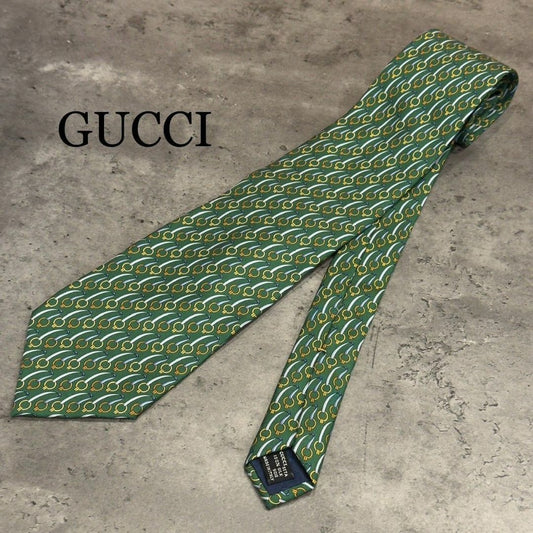 『GUCCI』グッチ ホースビット柄 シルクネクタイ