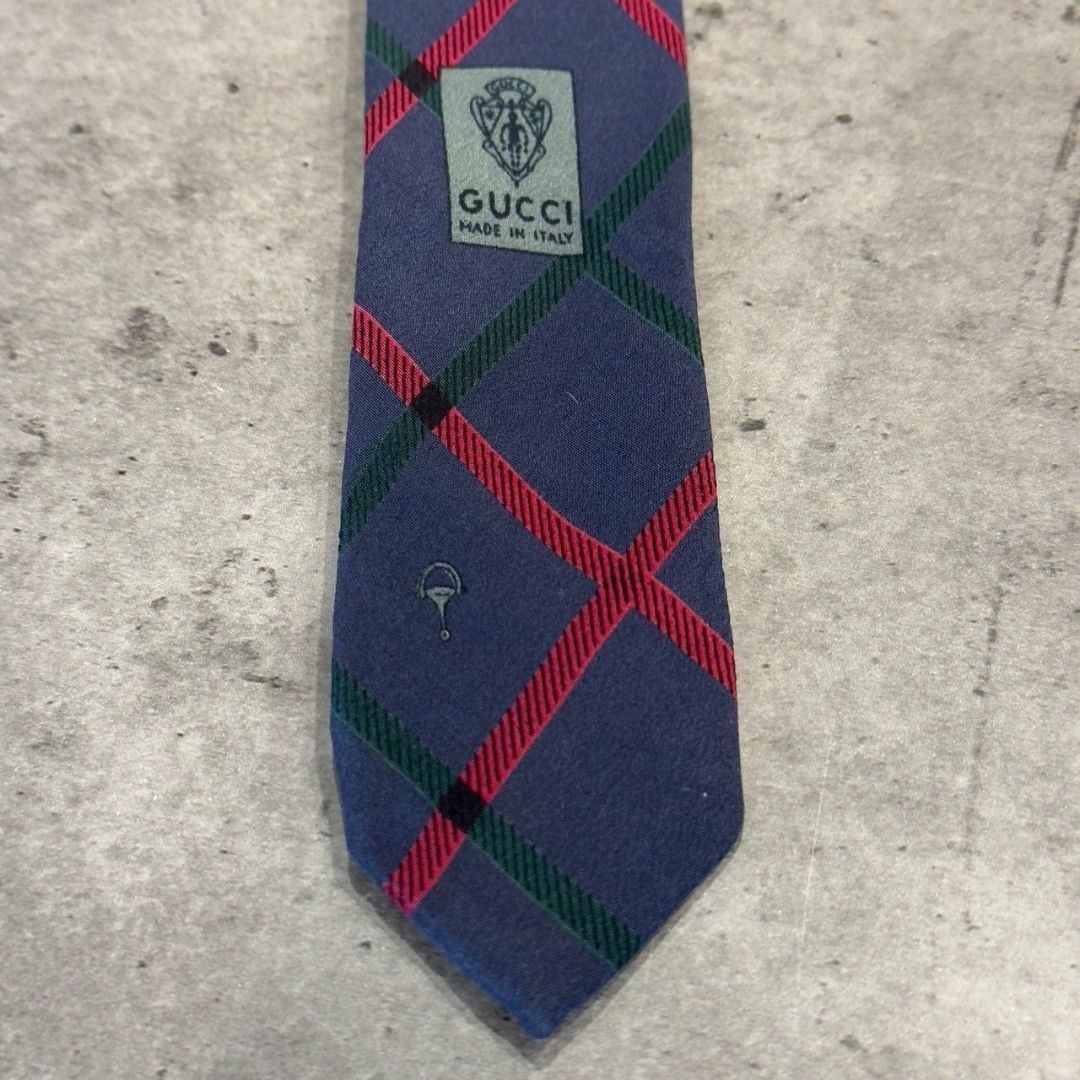 『GUCCI』グッチ チェック柄 シルクネクタイ