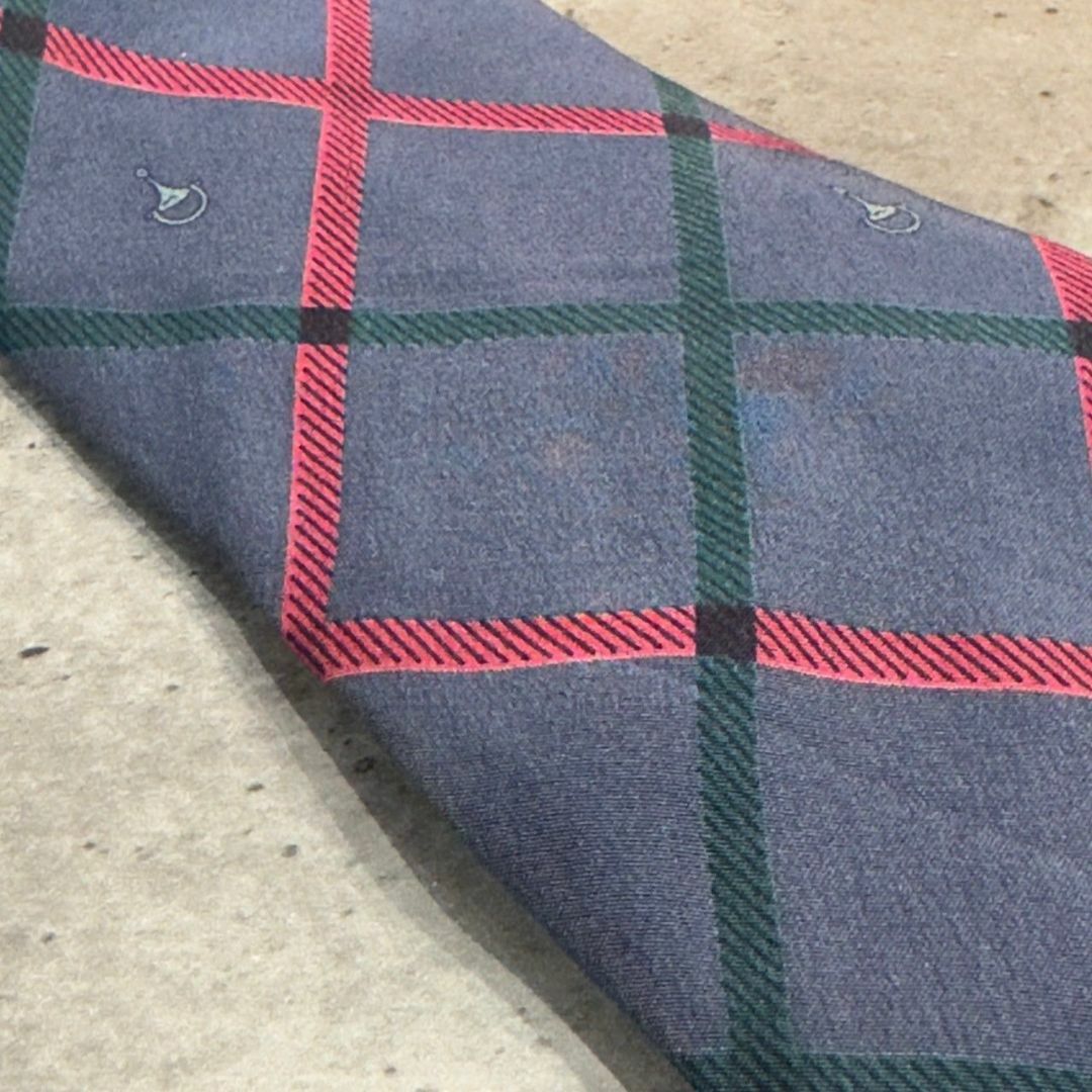 『GUCCI』グッチ チェック柄 シルクネクタイ