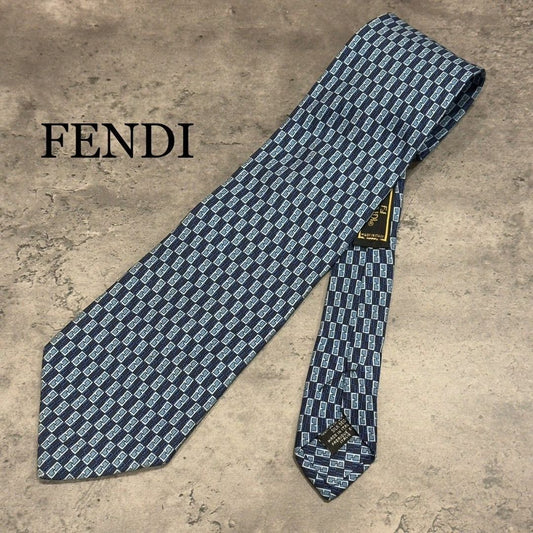『FENDI』フェンディ ズッカ柄 シルクネクタイ