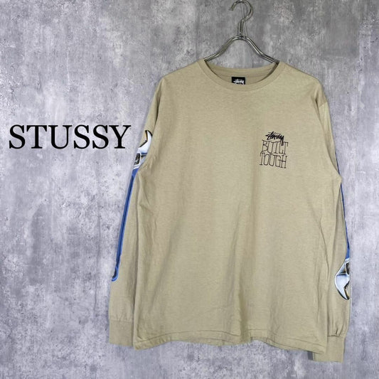 『STUSSY』ステューシー (M) スリーブプリント レンチ ロンTシャツ