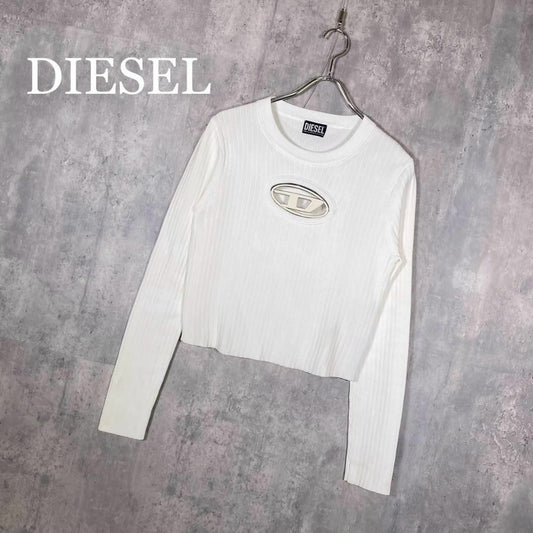 『DIESEL』ディーゼル (L) アイコニックロゴ ロゴプレート リブセーター