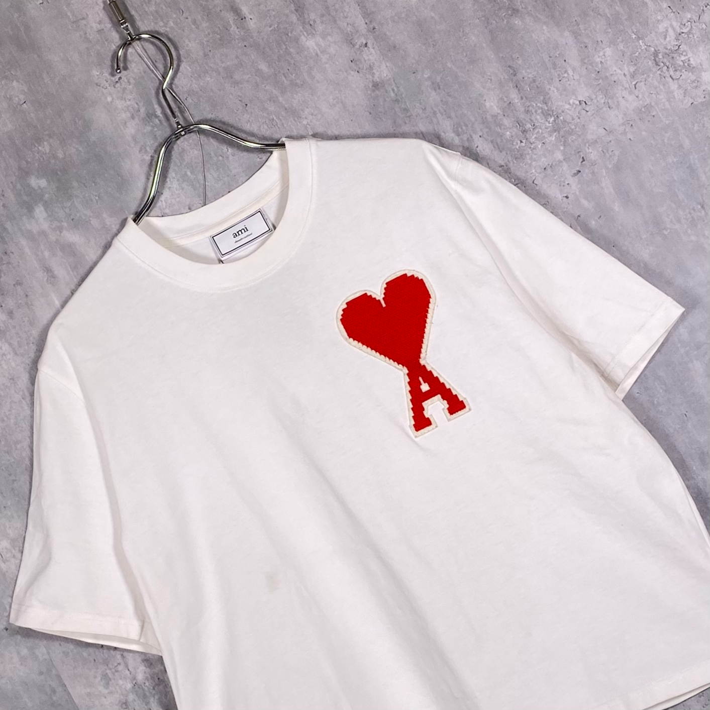 『Ami Alexandre Mattiussi』アミアレキサンドルマティッシュ (M) 刺繍ロゴ Tシャツ