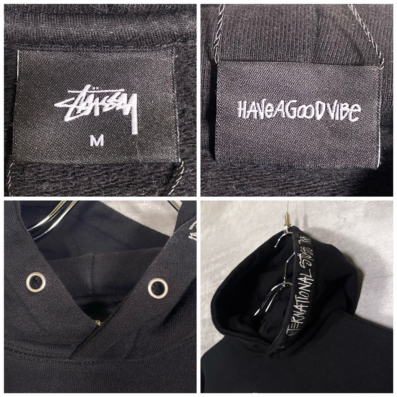 『STUSSY』ステューシー (M) フロントロゴ プリント プルオーバー フーディー