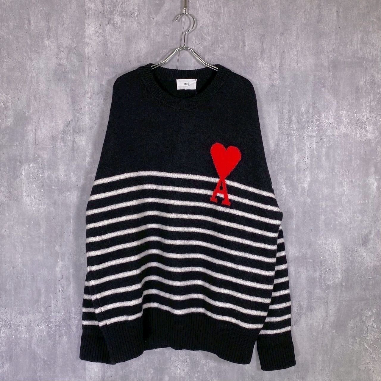 『AMI Alexander Mattiussi』アミアレキサンドルマティッシュ (L) ボーダー クルーネックセーター