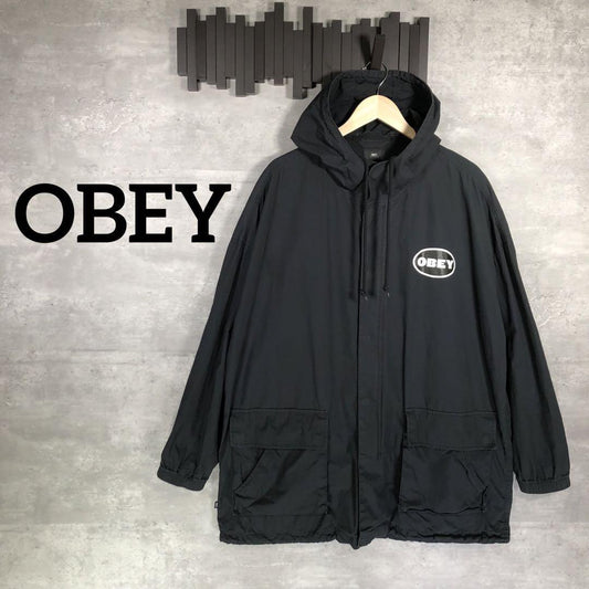 『OBEY』オベイ (M) コットンフードジャケット / ロゴプリント
