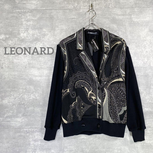 『LEONARD』レオナール (M) ニット切り替え ダブルテーラードジャケット