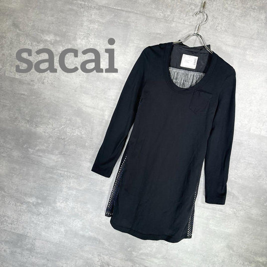 『sacai』ワンピース (2) レース切り替えワンピース / ブラック