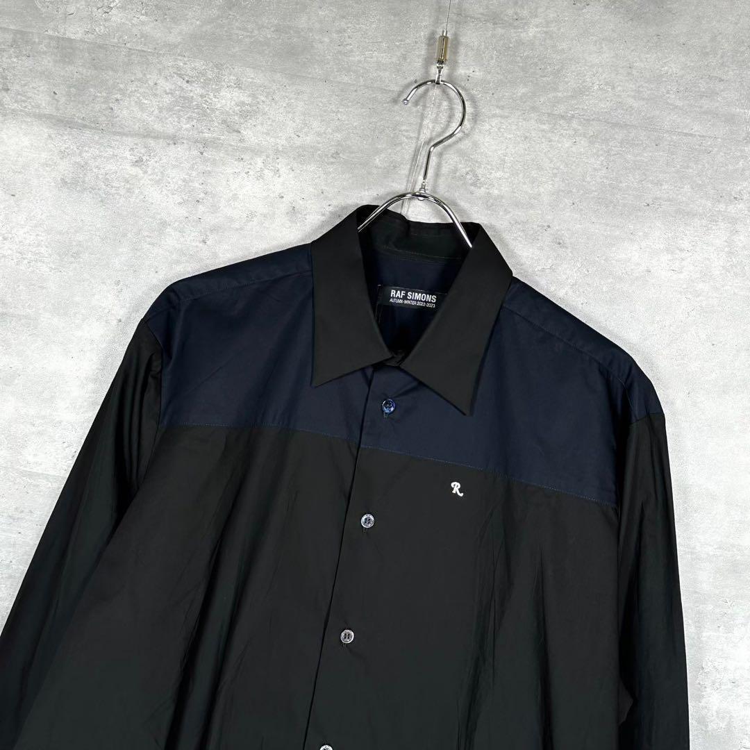 『RAF SIMONS』 ラフシモンズ (S) バイカラー 長袖シャツ